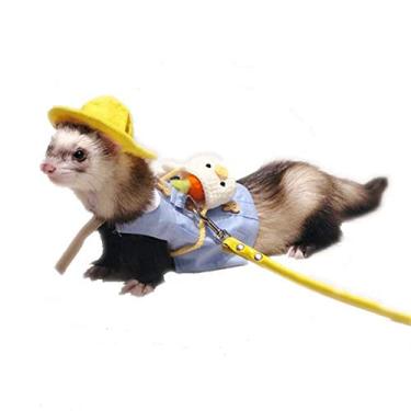 Imagem de Ferret Clothes Fantasia de Abelha Pequeno Animal Inverno Suéter de tricô Suéter de malha respirável Roupas de furão Acessório Festa de Halloween Cosplay para Porco Guiné Ferret (Amarelo)