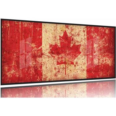 Imagem de Quadro Arte Mosaico Bandeira Canadá decorativo 130x60 Moldura Preta 2x2