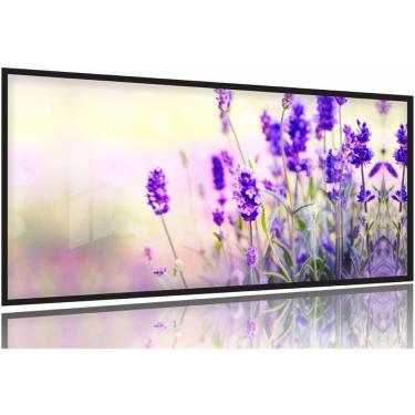 Imagem de Quadros Decorativos Lavanda Flor Botanico Quarto Sala 130x60 Moldura Preta 2x2