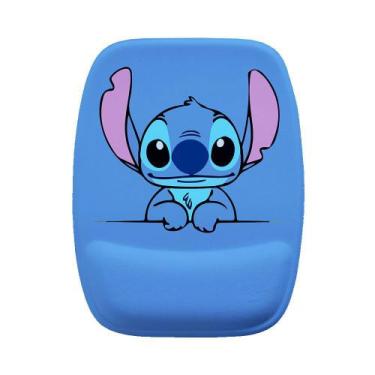 Imagem de Mouse Pad Ergonomico Stitch Azul Feliz Sorriso - Personalize Do Seu Je