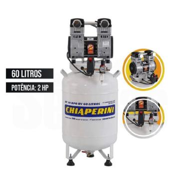 Imagem de Compressor ar odontológico 10 pes 60 litros 20634 chiaperini