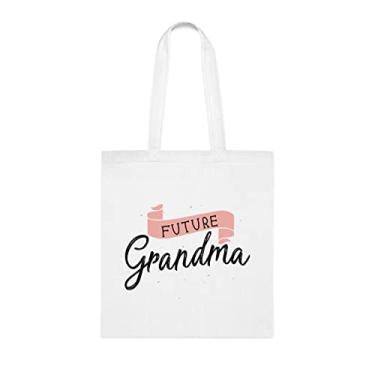 Imagem de Bolsa tote Future Grandma (Futuro vovó), presente para vovó, bolsa de ombro para vovó, bolsas reutilizáveis para vovós, presente para avó de netos favoritos, Branco