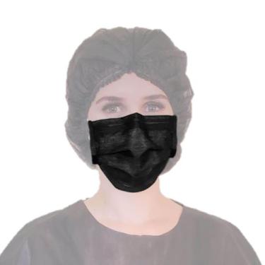 Imagem de Máscara Tripla Protdesc Tnt Black Com Elástico Pct 50Un