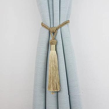 Imagem de Suportes de clipes de cortina Clipes de fivela de amarração Tiras de cortina rayon borlas Acessórios de cortina Decoração de janela para casa, dourado
