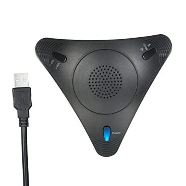 Imagem de Kiboule USB Microfone para computador de conferência VOIP Omnidirecional Desktop Microfone com fio Alto-falante embutido Suporte Controle de Função Mudo Plug & Play para PC Laptop Reunião de