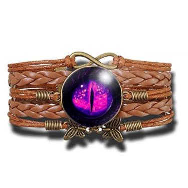 Imagem de Pulseira Feminina Olho Mágico do Dragão Purple Violeta Púrpura Ajustável
