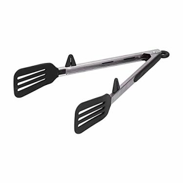 Imagem de Pinças de cozinha, pinças de cozinha de aço inoxidável de silicone para servir alimentos espátula braçadeira de carne para churrasco pinças para bife ferramenta de cozimento para churrasco em casa (12 polegadas-preto)