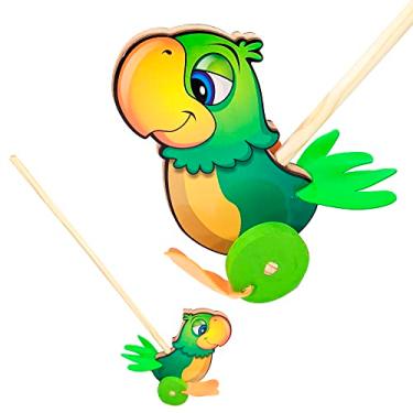 Imagem de Brinquedo De Empurrar Educativo Louro Rola MDF Infantil Bebê Primeira Infância Didático Presente Criança Maninho Brinquedos