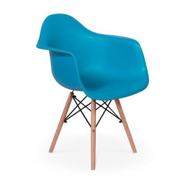 Imagem de Cadeira Charles Eames Wood Daw Com Braços - Design - Turquesa - Impéri
