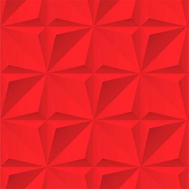 Imagem de Papel de Parede Adesivo Geométrico Efeito Gesso 3D Rolo 1m Diversas Cores Geométrico 3D:Vermelho