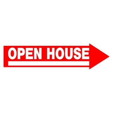 Imagem de Hillman Placa de flecha de casa aberta 842232 com espaço para preenchimento, inclui suporte de montagem de fio em H, plástico ondulado vermelho e branco, 15 x 60 cm, 1 placa