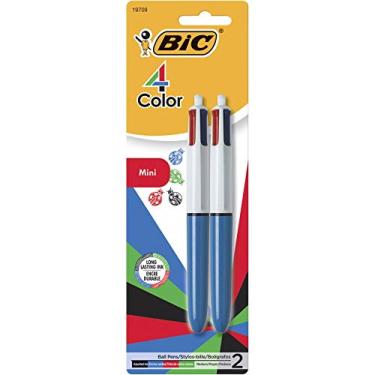 Imagem de BIC Mini canetas esferográficas de 4 cores, 1,0 mm, cores sortidas, pacote com 2