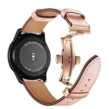 Imagem de Para Samsung Galaxy Watch Pulseira de couro delicada 22 mm 20 mm fivela borboleta relógio Samsung pulseira de couro escolha feminina escolha masculina (fivela de ouro rosa rosa, 20 mm)