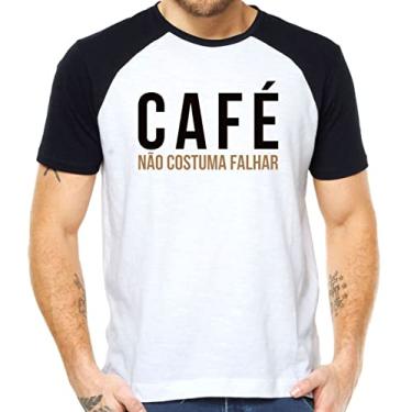 Imagem de Camiseta café nao costuma falhar love coffe camisa Cor:Preto com Branco;Tamanho:M