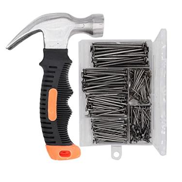 Imagem de Kit de pendurar fotos, cSeao kit de seleção de unhas de hardware de 415 peças e martelo de garra de 236 ml, mini martelo com alça antiderrapante, pregos comuns, pregos de madeira, pregos de pendurar para fotos, pregos de parede para pendurar