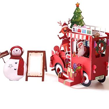 Imagem de Yajun Cartões pop-up 3D feitos à mão Cartão de Natal Ano Novo Boneco de Neve Papai Noel Papel Envelope Cartão postal 3 peças
