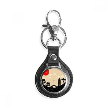 Imagem de Chaveiro Japão preto branco vermelho amarelo templo couro metal chaveiro carro presente, Multicor