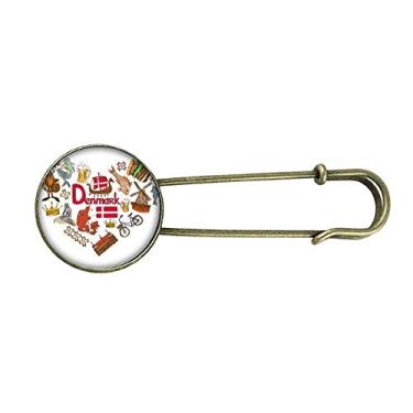 Imagem de Dinamarca Coração Landscap Bandeira Nacional Retro Metal Broche Broche Broche Clipe Joias