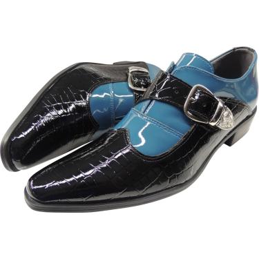 Imagem de Sapato Masculino em Couro Preto com Azul Bebê Envernizado - Paris Collection Ref: 2080