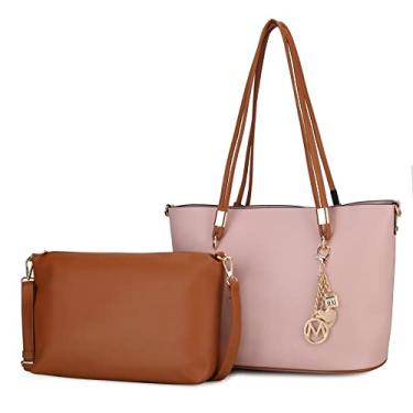 Imagem de MKF Collection Conjunto de bolsa e bolsa transversal, bolsa de ombro de couro vegano com alça superior, Blush malaio