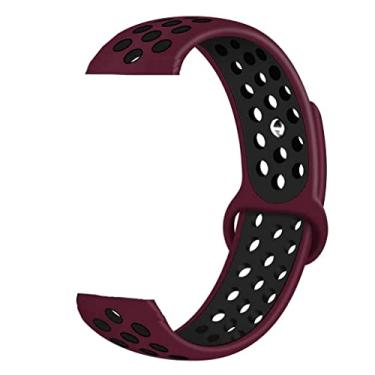 Imagem de Pulseiras esportivas NSmart Smartwatch 22mm ou 20mm compatível com Samsung Galaxy Watch 3 45mm - 41mm - Galaxy Watch 46mm - Gear S3 Frontier - Amazfit GTR 2 / GTR 3 / GTS / GTS 2 / GTS 3 / GTS mini - Stratos 2 / Stratos 3 - Pace - Hawei GT - Nandos_Store (22mm, Vinho/Preto)