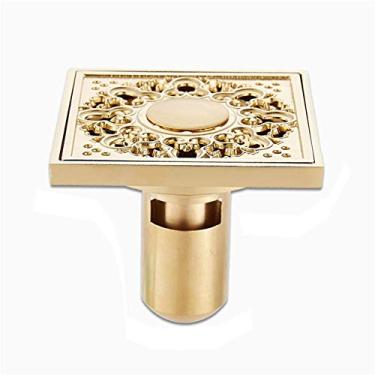 Imagem de Piso de drenagem de chuveiro Quadrado de cobre espesso com tampa removível invisível anti-odor de padrão de filtro Home Hotel Acessórios de banheiro