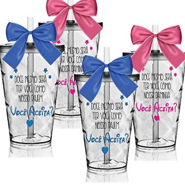 Imagem de 4 Copos Convite Twister Personalizados para Pajem e Daminha - Você Aceita