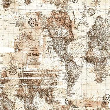 Imagem de Papel De Parede Infantil Brincar 3649 Vinílico Mapa Mundi Bege