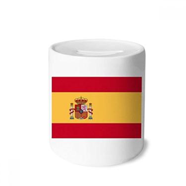 Imagem de DIYthinker Caixa de moedas de cerâmica com bandeira nacional da Espanha, país da Europa, presente de cofrinho