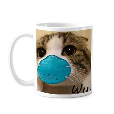 Imagem de Adorável gato vestindo a cabeça Caneca cerâmica café porcelana caneca louça