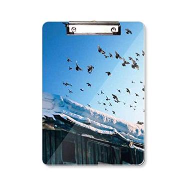 Imagem de Pássaros House Placa de suporte para prancheta Branca Snow Sky A4