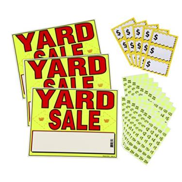 Imagem de Sunburst Systems Kit EZ de venda de 4190 jardas com espaço de direção, adesivos reprezados, folhas de etiqueta de preço, amarelo neon