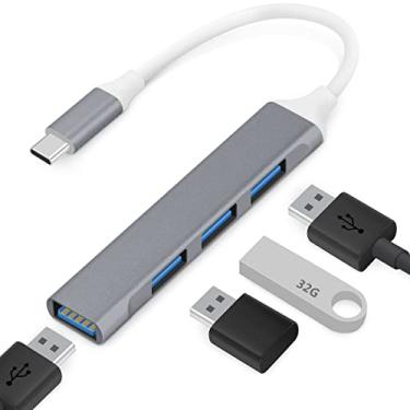 Imagem de Teryeefi Adaptador USB C 4 em 1 com 4 portas USB 3.0, adaptador USB tipo C para USB 3.0 para MacBook Air M1 2018-2022 MacBook Pro M1 2016-2022, iPad Pro, XPS, Pixelbook e mais, cinza espacial