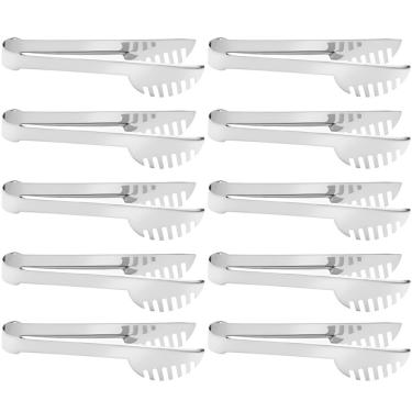 Imagem de Kit 10 Pegador De Massa Salada Carne Pinça Universal Inox 17,5cm - AMZ