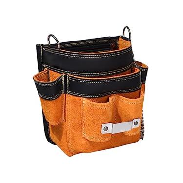 Imagem de Baoblaze Bolsa de ferramentas de couro para jardinagem, porta-malas, cinto de ferramentas para eletricista para marcenaria