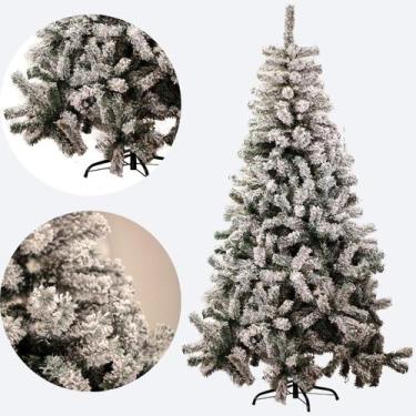 Árvore De Natal Luxo Pinheiro Verde Com Neve Nevada E Pinha 1.50m 412  Galhos AW215