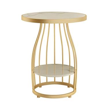 Imagem de Mesa lateral nórdica criativa mesa de centro de mármore sala de estar sofá mesa de cabeceira moderna minimalista varanda mesa de centro de ferro forjado mesa de centro para sala de estar