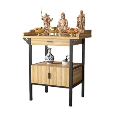 Imagem de Mesa de oferta doméstica de altar budista chinês, plataforma de Buda, Nicho de Buda, mesa de oferta de deus da riqueza, armário de Buda, armário de madeira maciça, mesa de buda de tributo, suporte de mesa de incenso, Sim