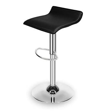 Imagem de Bancos de bar bancos de bar ajustáveis banquetas giratórias com base cromada e apoio para os pés moderno pub cozinha balcão altura bancos de bar elevação a gás cadeiras de bar (cor: preto)