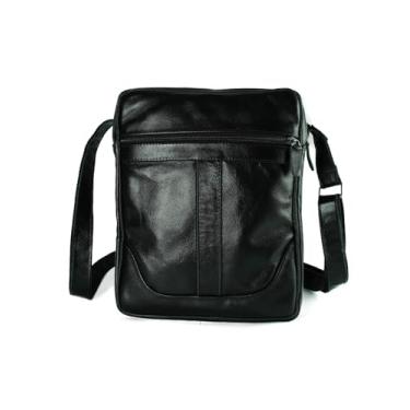 Imagem de bolsa masculina e feminina transversal 100% couro bovino legítimo 015 Shoulder Bag tiracolo (Preta)