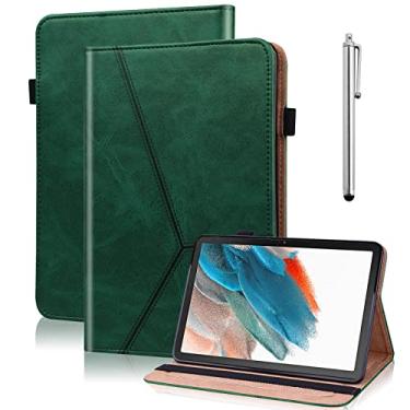 Imagem de VODEFOX Capa para Lenovo Tab M9 22.9 cm (TB-310FU, lançado em 2023), design listrado de cor sólida em relevo, capa flip de couro PU com elástico para tablet Lenovo Tab M9 - verde