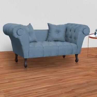 Imagem de LM DECOR, Namoradeira Estofada Para Salão de Beleza Dubai Linho Azul - LM DECOR