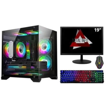 Imagem de PC GAMER AMD RYZEN 7 5700G - 2X8GB DDR4 - SSD 240GB - RADEON VEGA 8 - GABINETE AQUARIO C/ 4 FANS - MONITOR 19'' - KIT GAMER RGB
