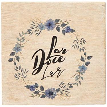 Imagem de Arte Maníacos Bloco em madeira Guirlanda Lar Doce Lar - 15x15cm