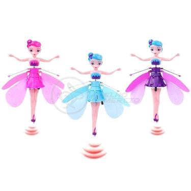 Imagem de Boneco Princesa Aerocraft Fada Voadora Azul 19Cm C/ Luz