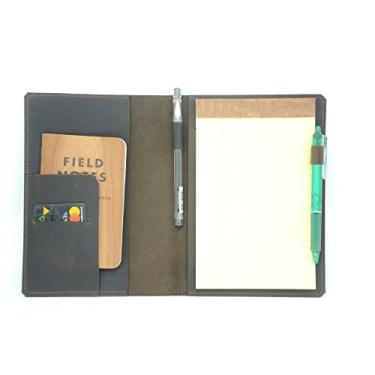 Imagem de JJNUSA Capa de couro compatível com blocos de escrita The Legal Pad 12,7 cm x 20,3 cm, regra legal, cadernos envelhecidos capa de couro genuíno A5 marrom escuro