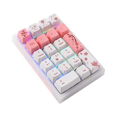 Imagem de BOYI TD21 Hot Swap Numpad, 21 teclas, mini teclado portátil Bluetooth5.0/2.4G/teclado numérico com fio, teclas PBT, RGB retroiluminado tipo C, mini teclado (flor de cerejeira)