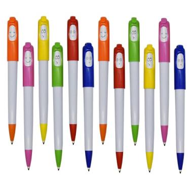 Imagem de Maydahui 12 peças canetas esferográficas de expressão de desenho animado retrátil bonito Kawaii caneta engraçada de repente virar caneta hostil tinta gel preta para papelaria escolar material de escritório