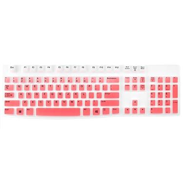 Imagem de Capa de teclado para teclado USB ergonômico Logitech K120 e MK120 - layout dos EUA, à prova d'água, antipoeira, proteção e durabilidade aprimoradas (rosa)