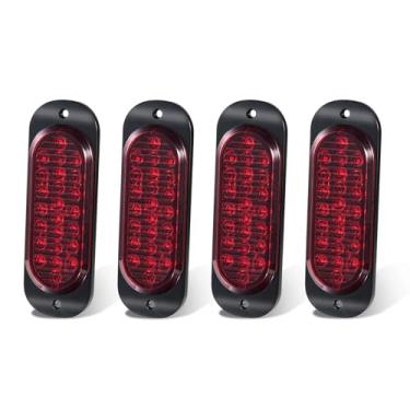 Imagem de PVerandio Pacote com 4 luzes traseiras de 24 LEDs, parada de reboque, freio, seta, luzes traseiras; luz lateral vermelha para caminhão, trator, trailer, trailer, van, suporte de superfície de alumínio